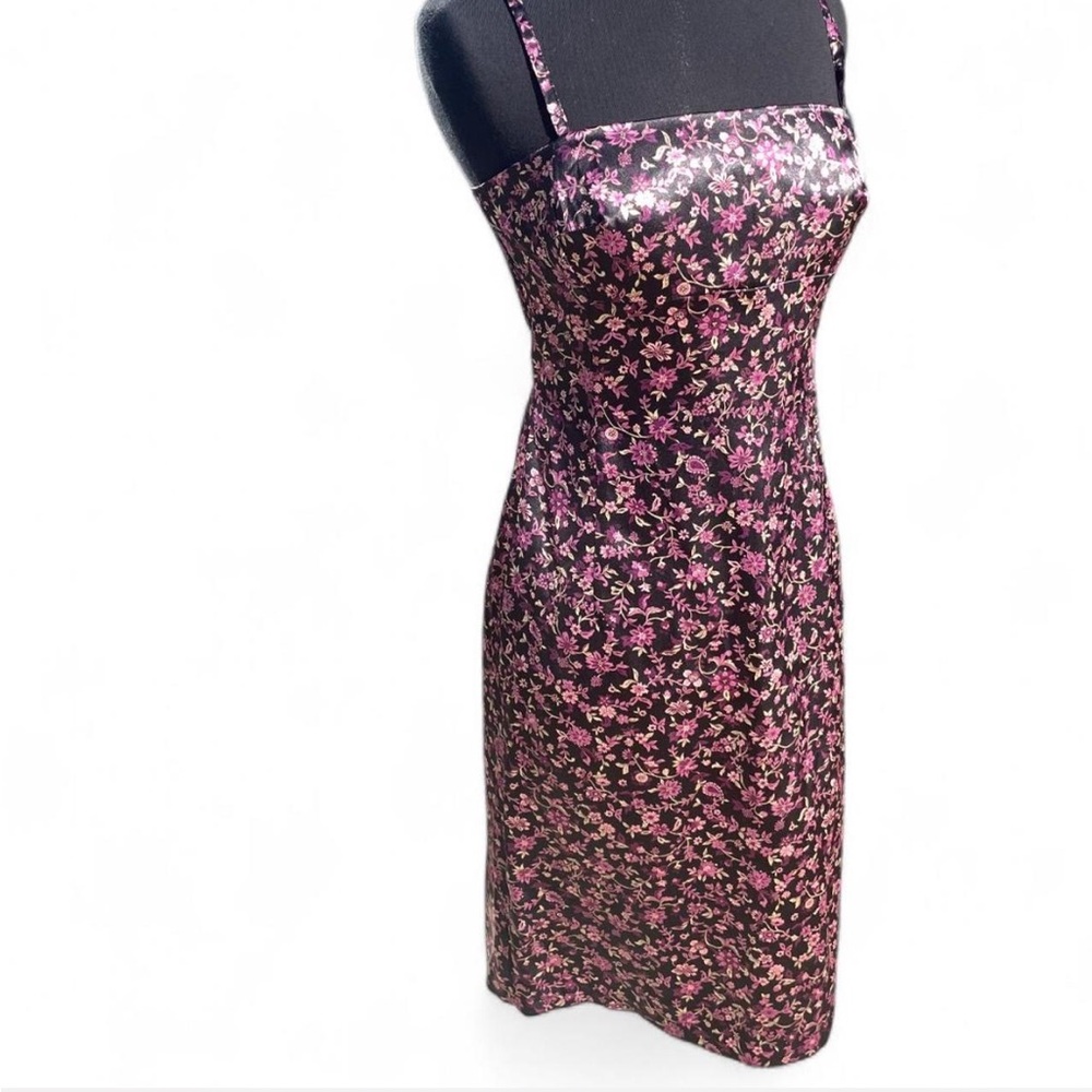 Vintage La Belle Purple and Black Floral Midi Dress